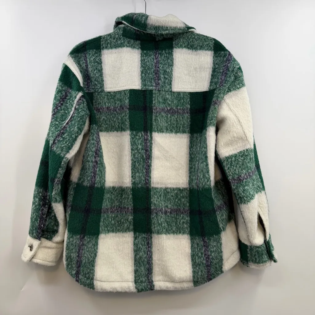 Avec les filles green colorblock plaid button-up "shacket" jacket women's Large - Image 5