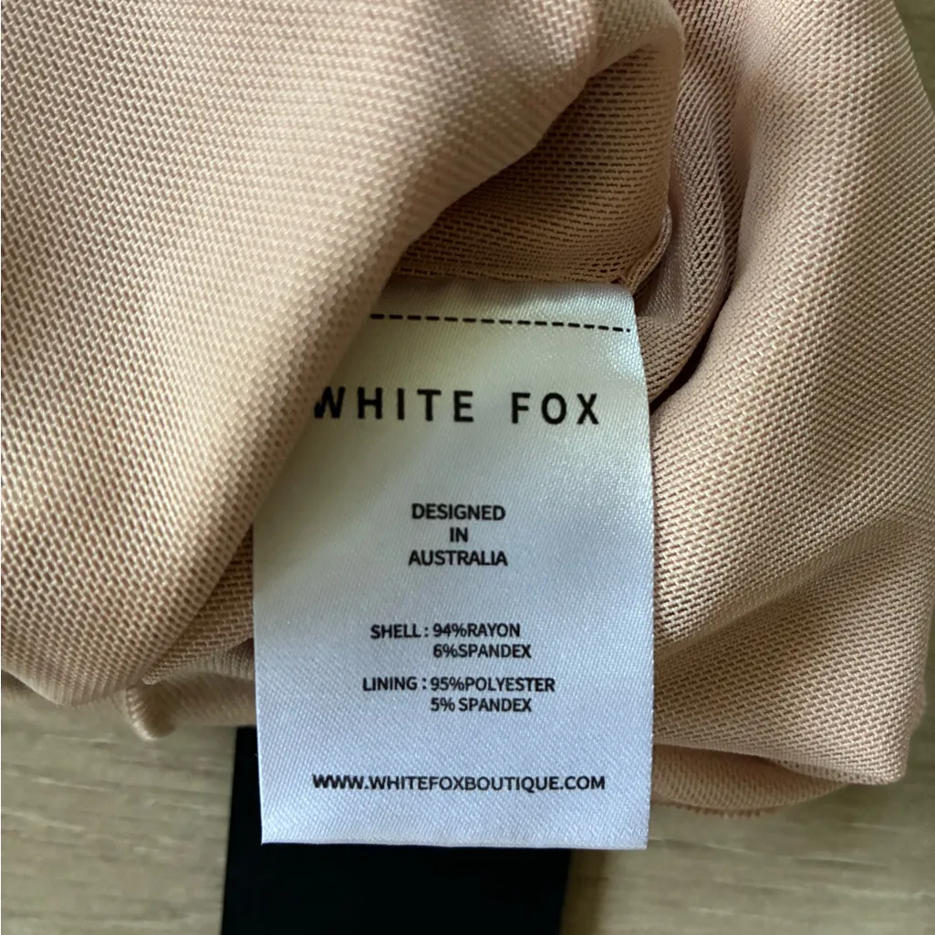 NWT White Fox XS Strapless Crop Top Wavy Ribbed Knit Tube Top Beige Neutral - Image 6