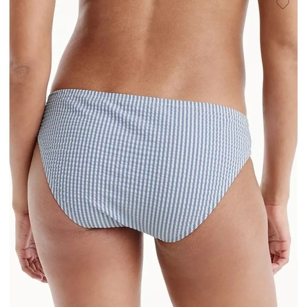 J.Crew Striped Hipster Bikini Bottoms Low Rise Moderate Coverage Blue White L - Image 2