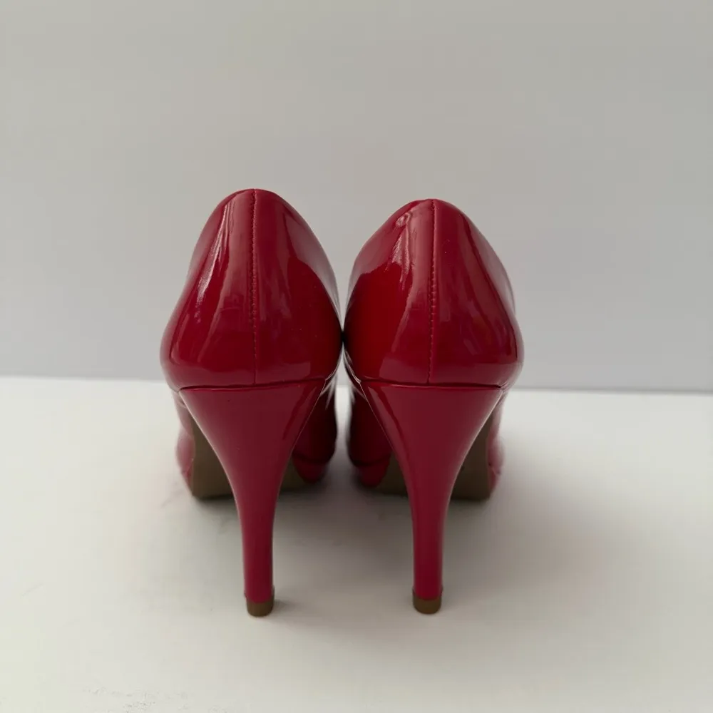 Cityclassified Red Platform Heels Size 7 Cherry Retro High Heel Pumps Glossy New - Image 6