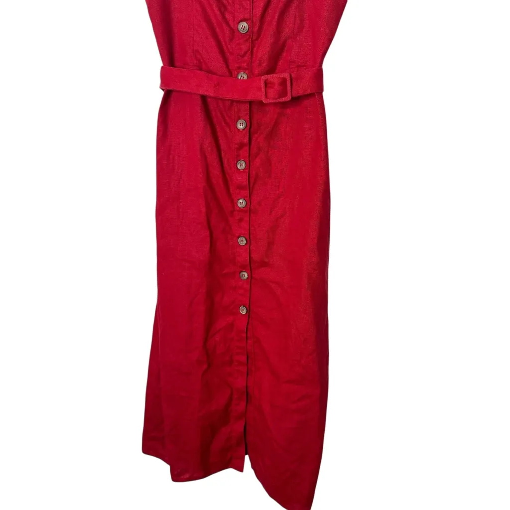 Reformation Anina Red Linen Dress - Image 5