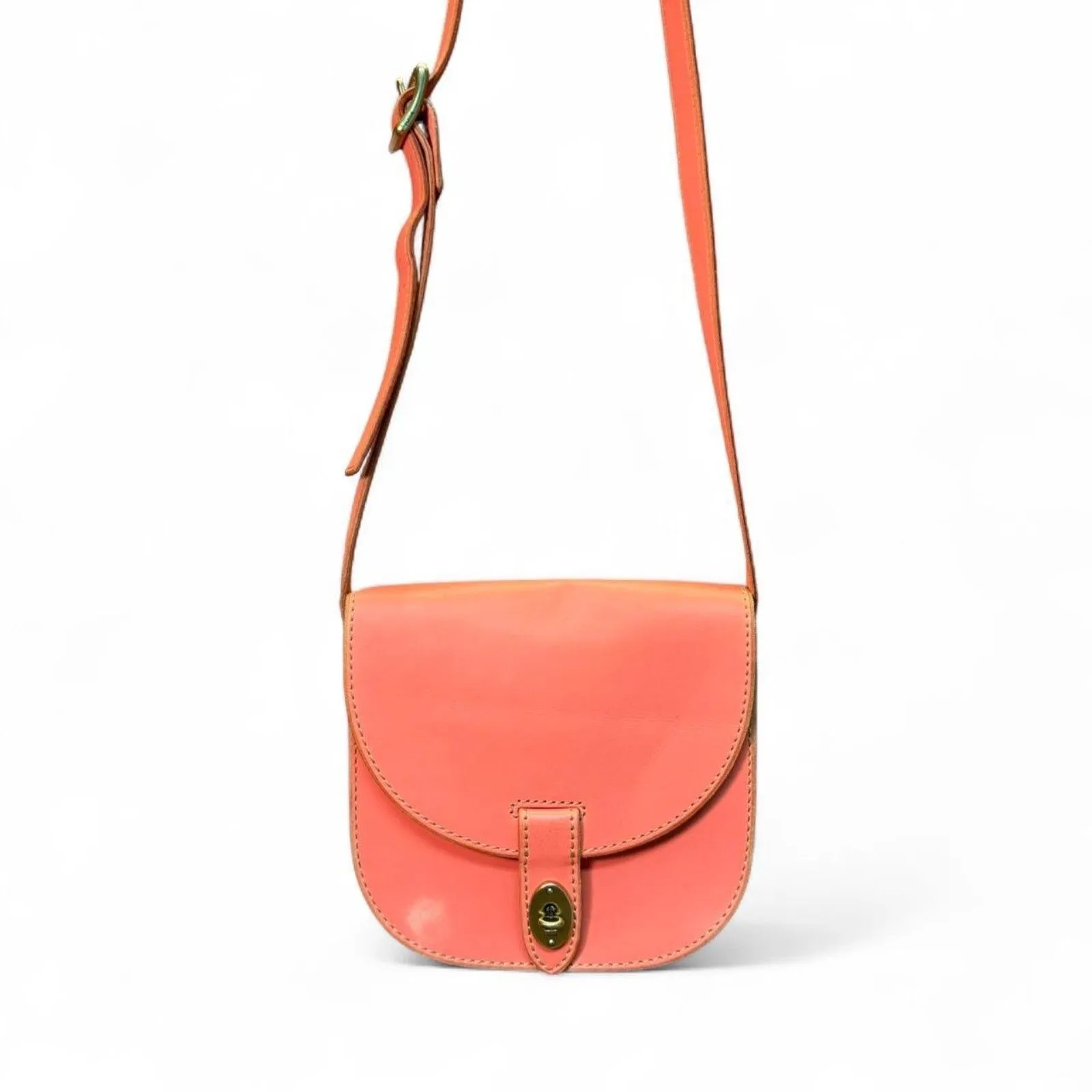 Fossil Austin Flap Salmon Genuine Leather Saddle Bag / Cross Body Purse - Image 2