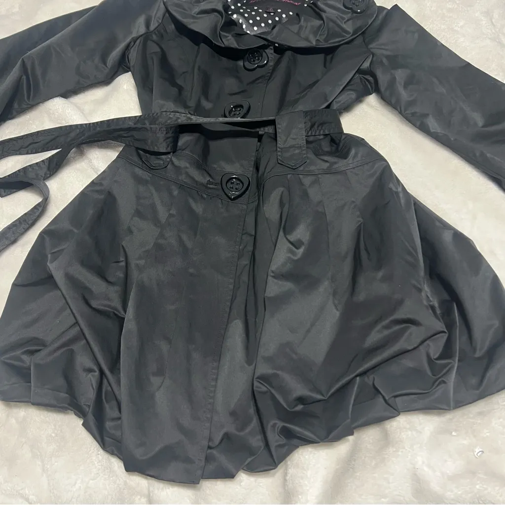 Betsey Johnson Black Polka Dot Lined Coat - Image 6