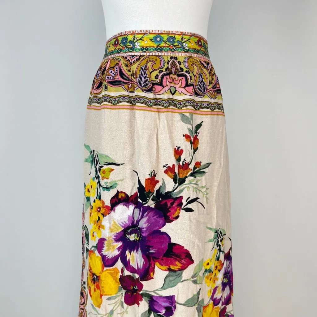 NWOT JOHNNY WAS Cerelia Floral Maxi Skirt PAISLEY PRINT ELASTIC WAIST BAND S - Image 3