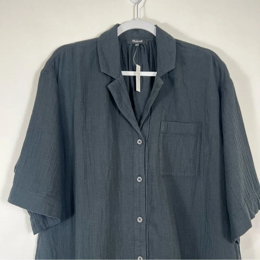 Madewell Lightestspun Cover Up Maxi Shirtdress in True Black  Size Small Cotton - Image 9