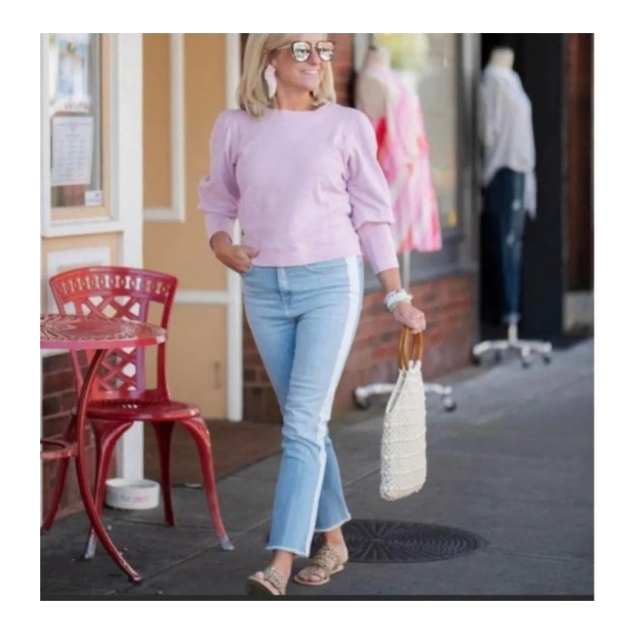 Veronica Beard Carly 11" Kick Flare Jeans Size 25 Side Stripe Crop Fray Preppy - Image 3