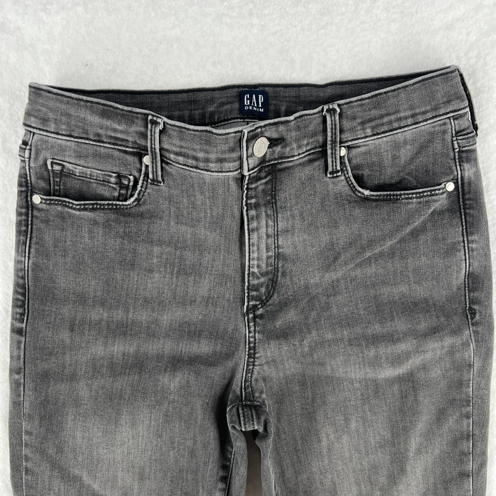 Gap Mid Rise True Skinny Jeans Womens 30S Gray Medium Wash Denim Cotton Stretch - Image 2