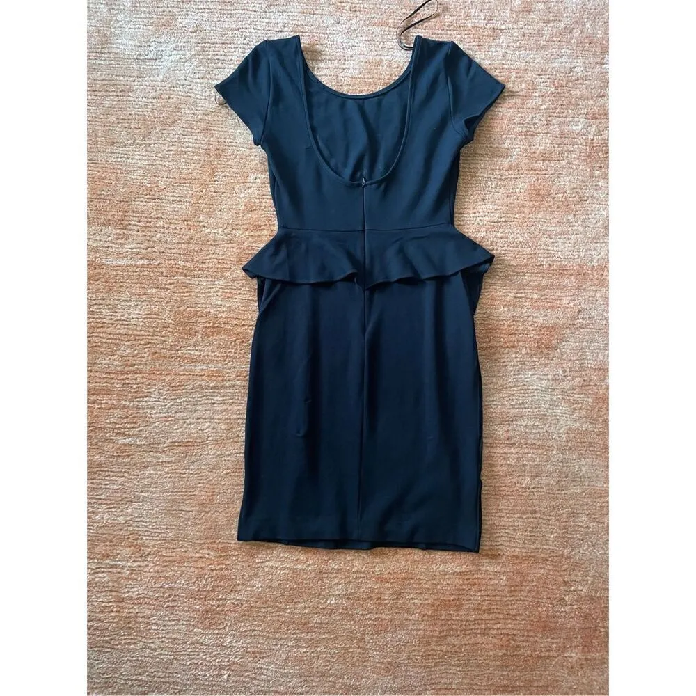 Zara Trafaluc Dress Women Small Black Stretch  Peplum Ruffle Mini Size M - Image 4