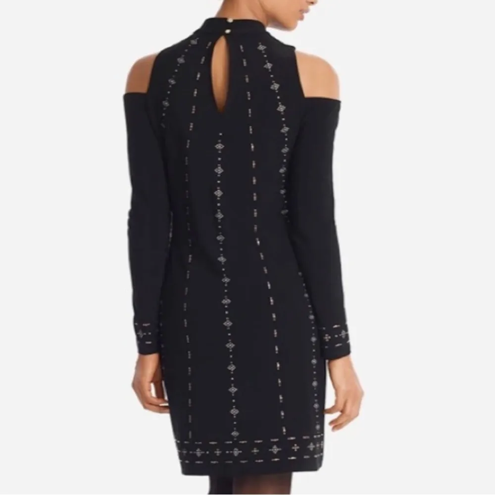 White House Black Market Cold Shoulder Sheath Dress Long Sleeve Size Small - Image 3