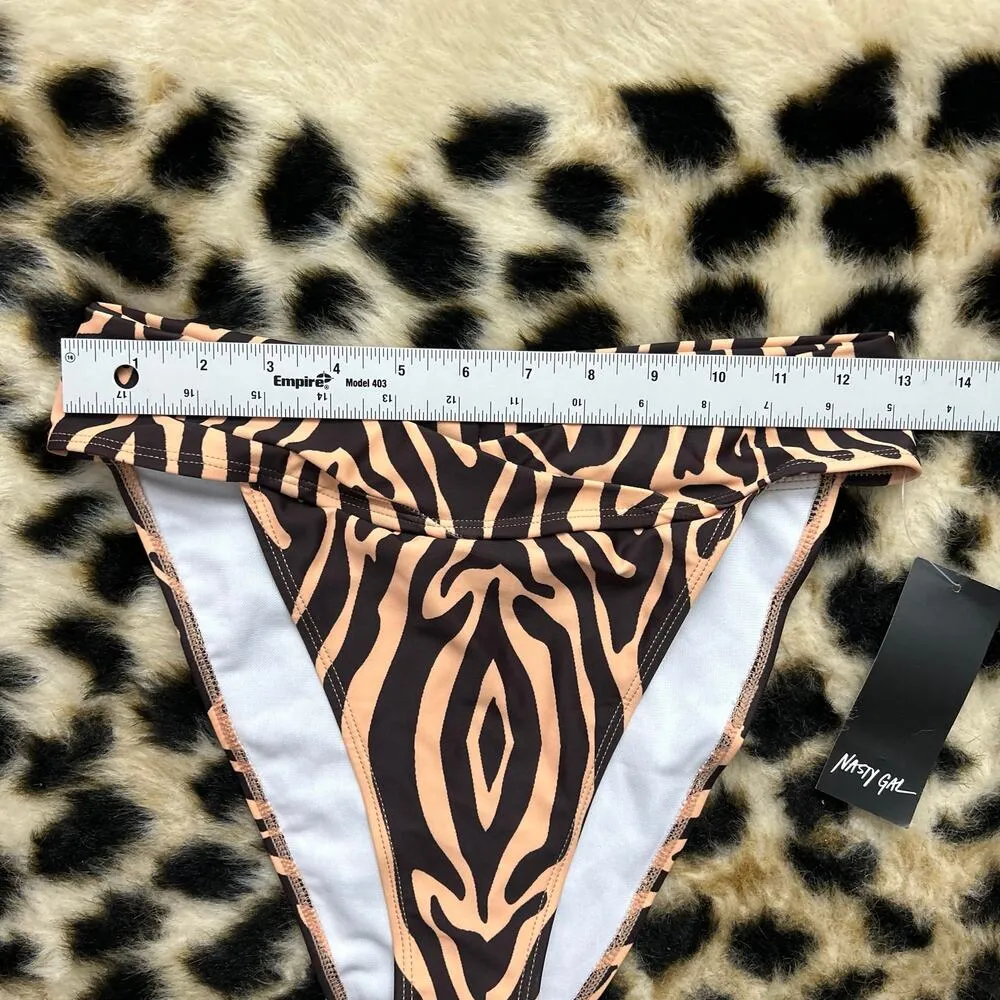 Nasty Gal Animal Print High Leg Bikini Bottoms 6 NWT - Image 3