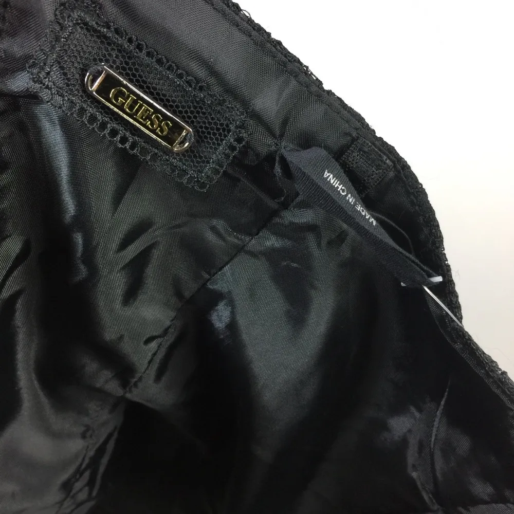 Guess  Lace Bustier Corset Top Black Built In Cups Zip Up M - Image 3