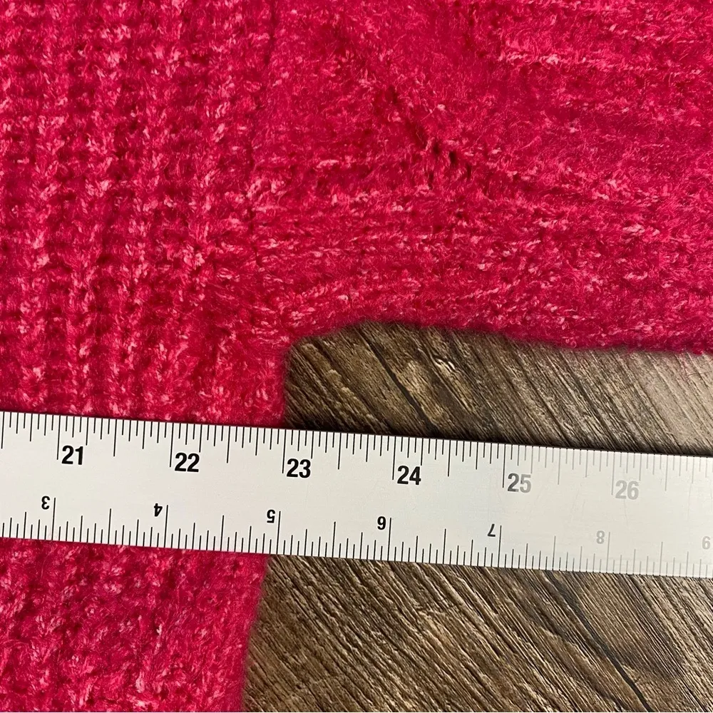 New York & Company Sweater Women Size XL Pink Cable Knit Crew Neck Ribbed Trim - Image 5