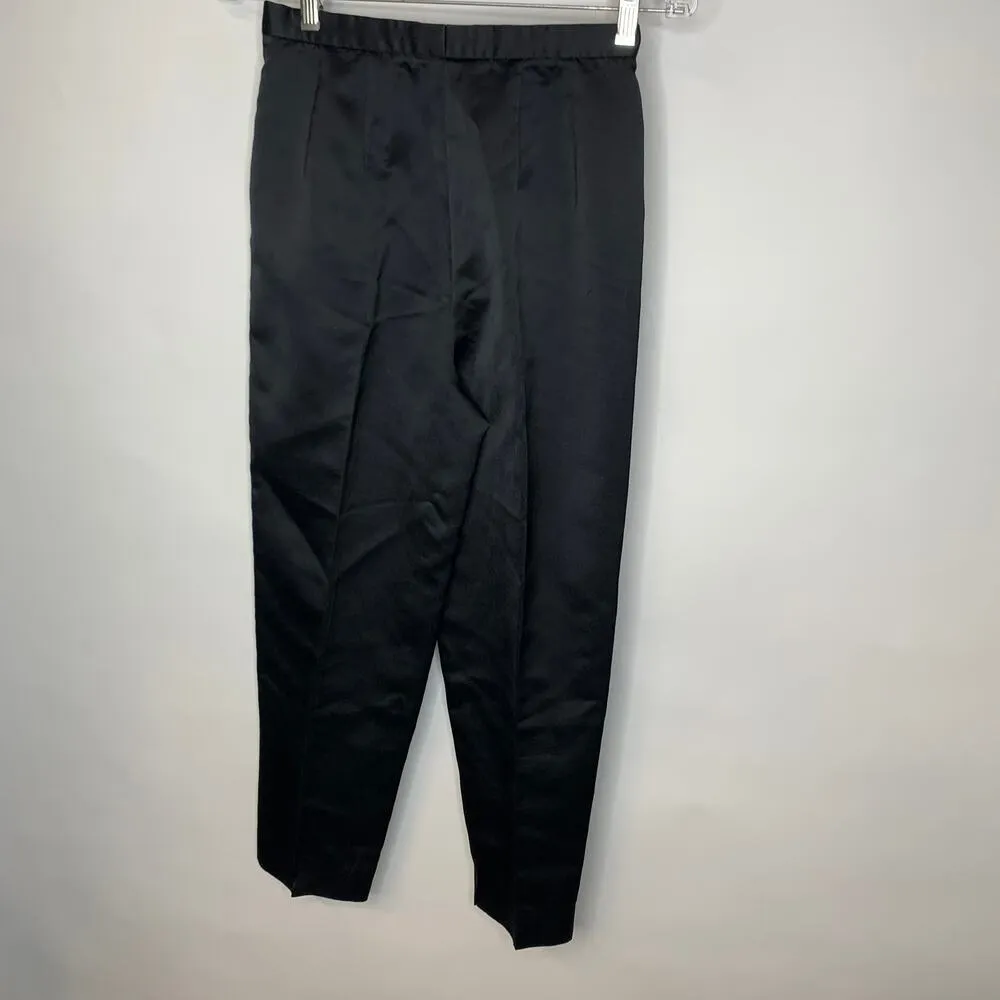 Vintage Anne Klein Petite Black Satin Cropped Pants Sz 4 26" waist - Image 2