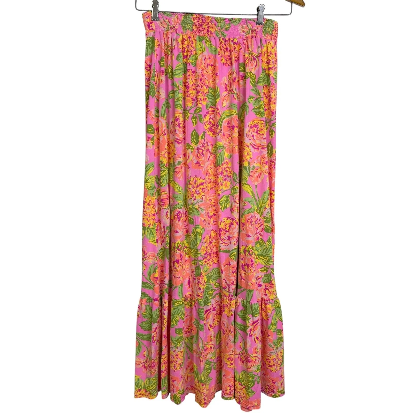 Maaji Maxi Skirt Womens Medium Pink Floral Cover Up Swim Beach Colorful Slit - Image 2
