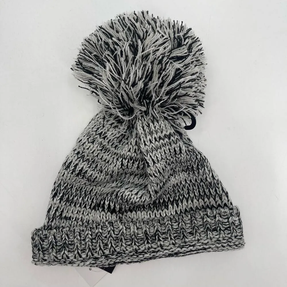 LANE BRYANT Hat Winter Pom One Size Black Gray NWT Holiday Gift Yarn Womens - Image 2