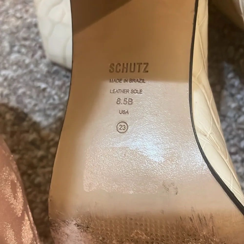 Womens SCHUTZ Maryana Block Crocodile High Heel Boots Embossed Leather Boot - Image 7