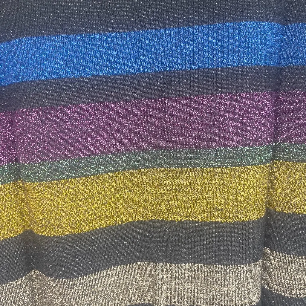 Lea & Viola Glitter Metallic Striped Sexy Stretch Sweater Size L Black Size L - Image 5