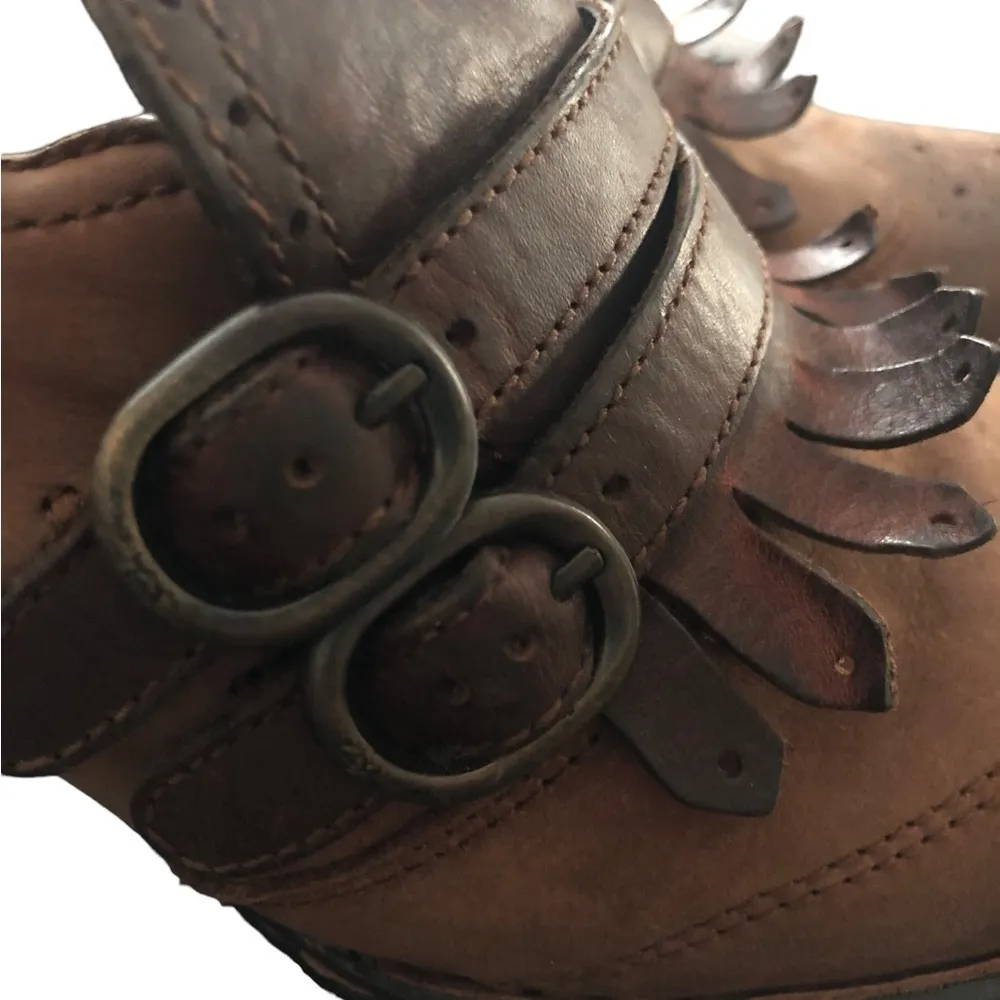 BORN Kiltie Double Mary Jane Brogue Western Leather Round Toe Pump Sz 8 M W61637 - Image 3