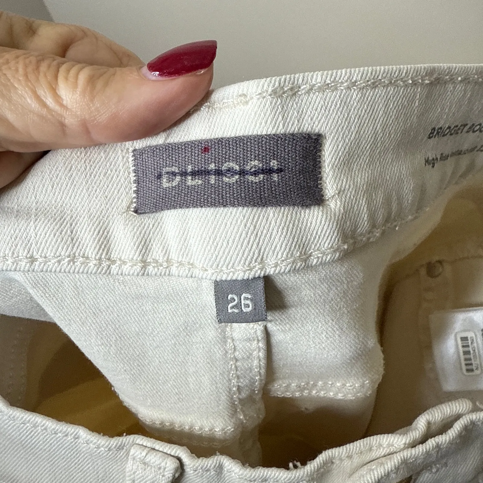DL1961 Bridget Instasculpt High Rise Bootcut Jeans in Ecru Size 26 Hem Slits - Image 10