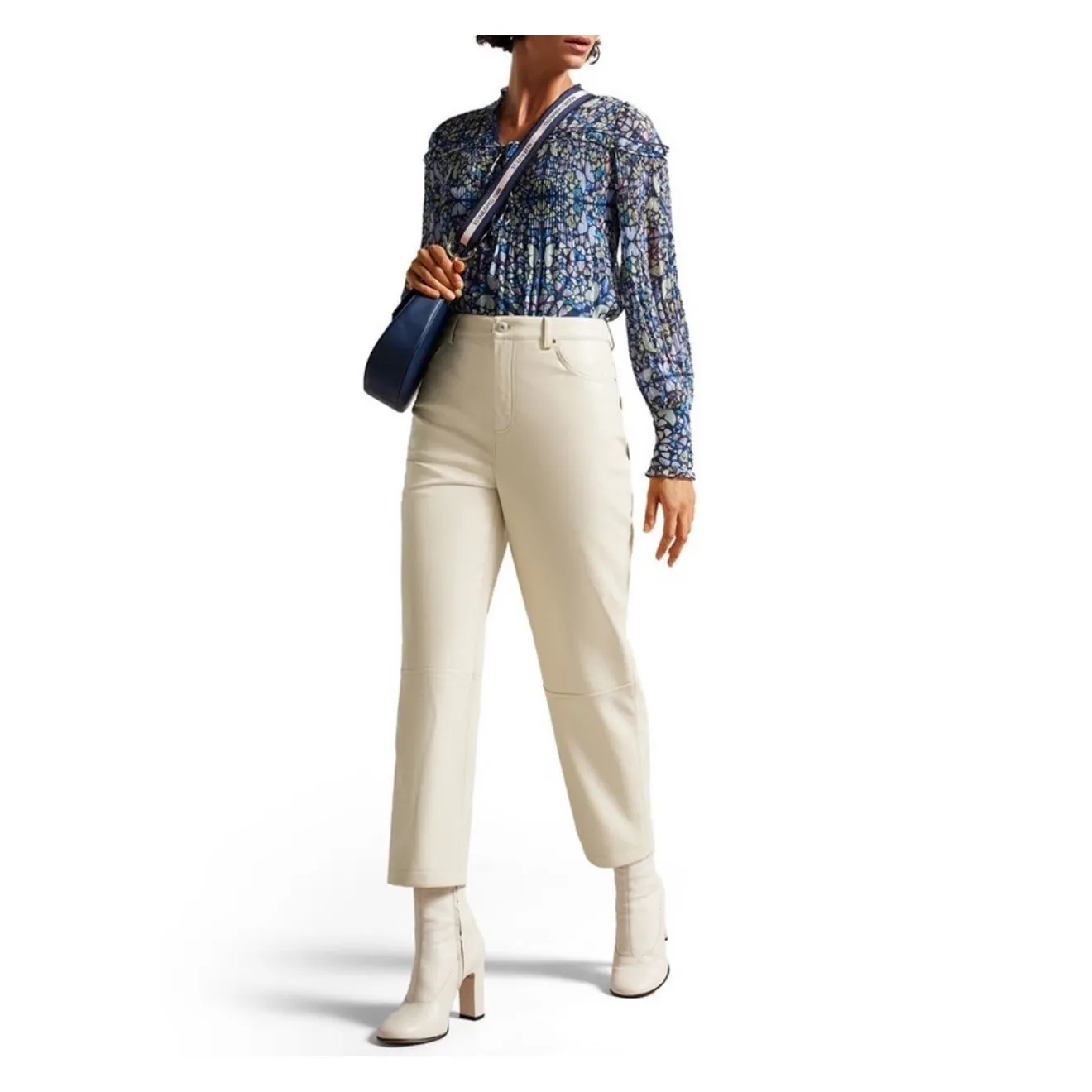 New! Ted Baker London Plaider Faux‎ Leather Panel Crop Trousers  Sz 2/4 $225 - Image 4