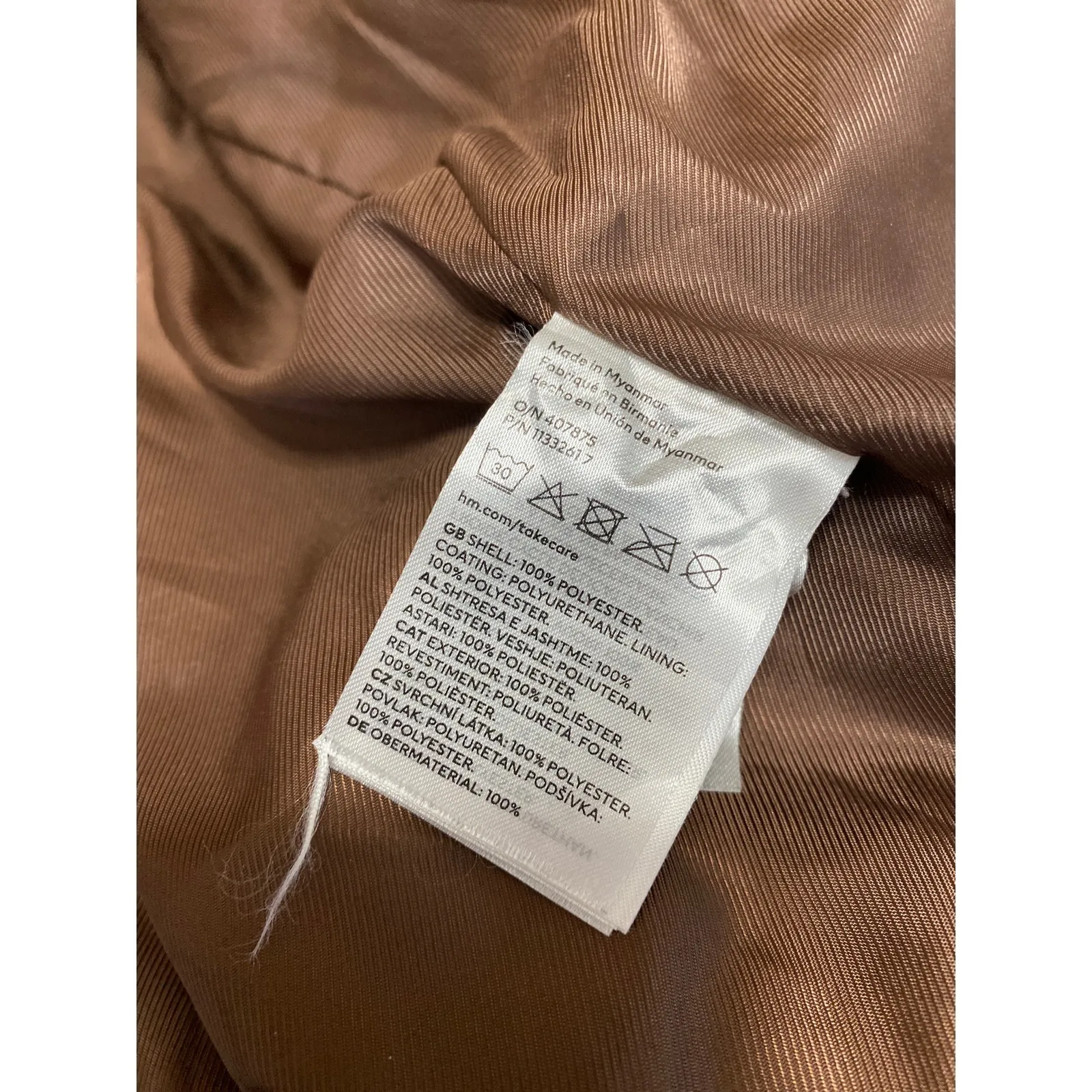 H&M Women's Faux Vegan Leather Collar Long Sleeve Button Down Coat Jacket Top XL - Image 5