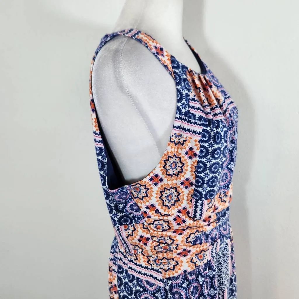 Kut from the Kloth Blue and Orange Boho Maxi Dress Size 12 Patchwork Boho Dress - Image 5