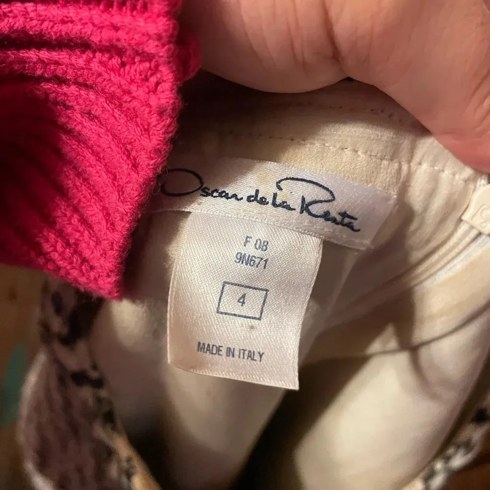 OSCAR DE LA RENTA SHORT SLEEVE HOUNDSTOOTH SHEATH DRESS - Image 3