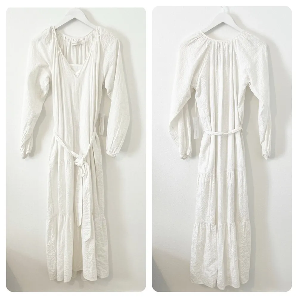 Bishop + Young Boho Belted Maxi Dress White Long Sleeve Tiered Size XS NWT - Image 3