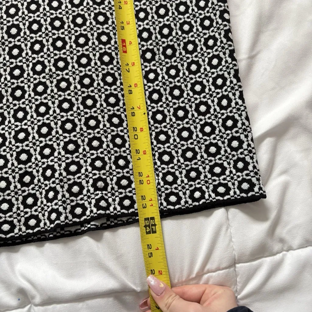 Etcetera Womens Size Small Preppy White Black Floral Academia Midi Skirt College - Image 3