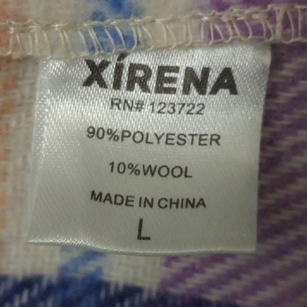 Xirena Womens Austyn Jacket Multicolor Purple Plaid Open Fringe Collar L New Size L - Image 6