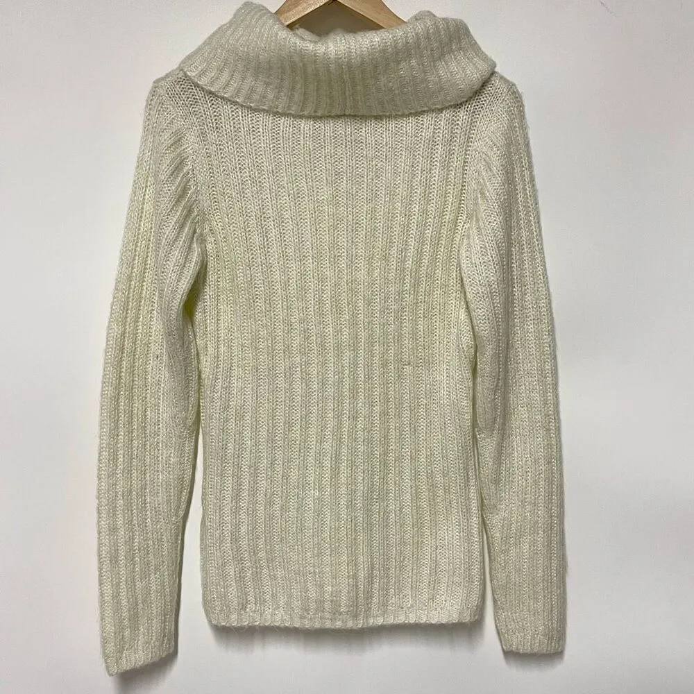 Suzy Shier Cowl Neck Turtleneck Sweater (Cream Metallic) - Medium - Image 2