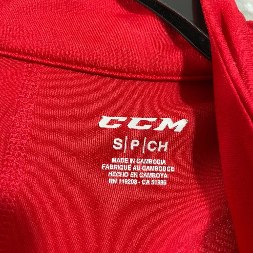 CCM Red & Gray Color Block Activewear 1/4 Zip Jacket - Image 5