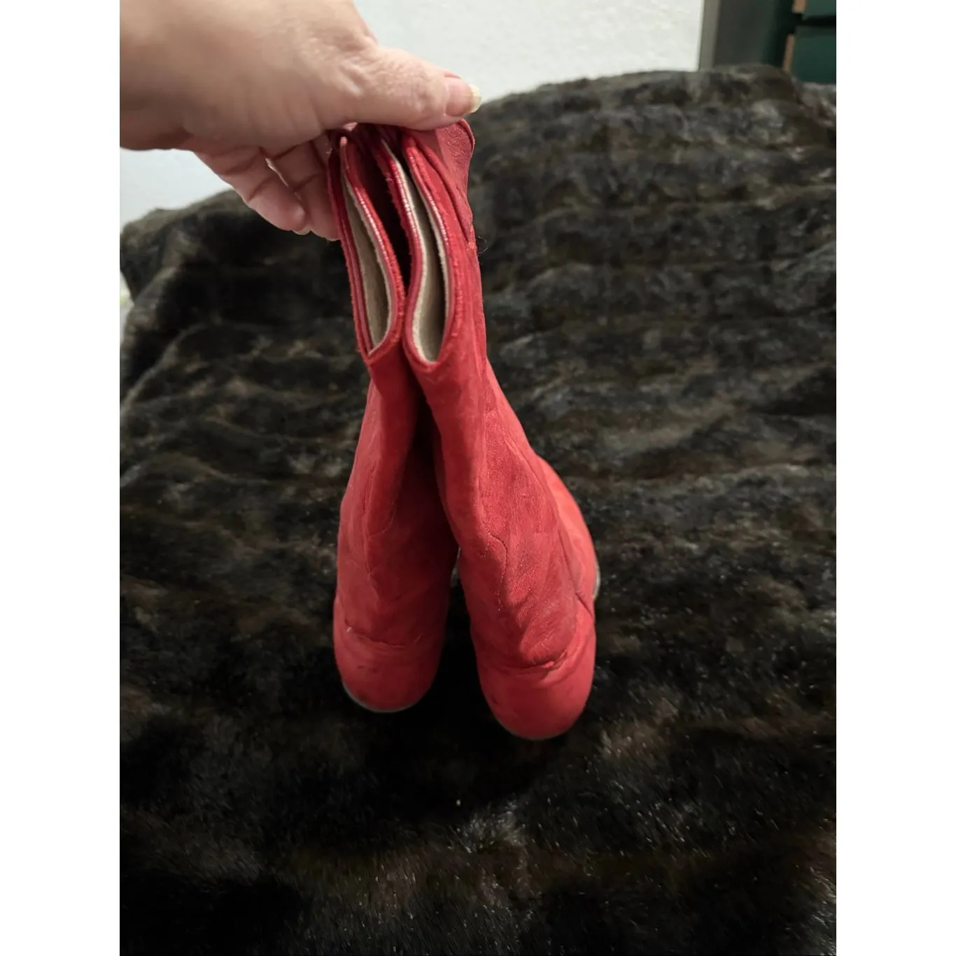 Vintage Wrangler Dusty Rose Cowgirl Boots 6.5 M USA Made Nubuck Suede - Image 3