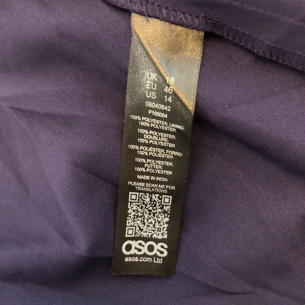 ASOS Curve Pleated High Neck Halter Midi Dress sz 14 Navy Summer Floral Print Blue - Image 11