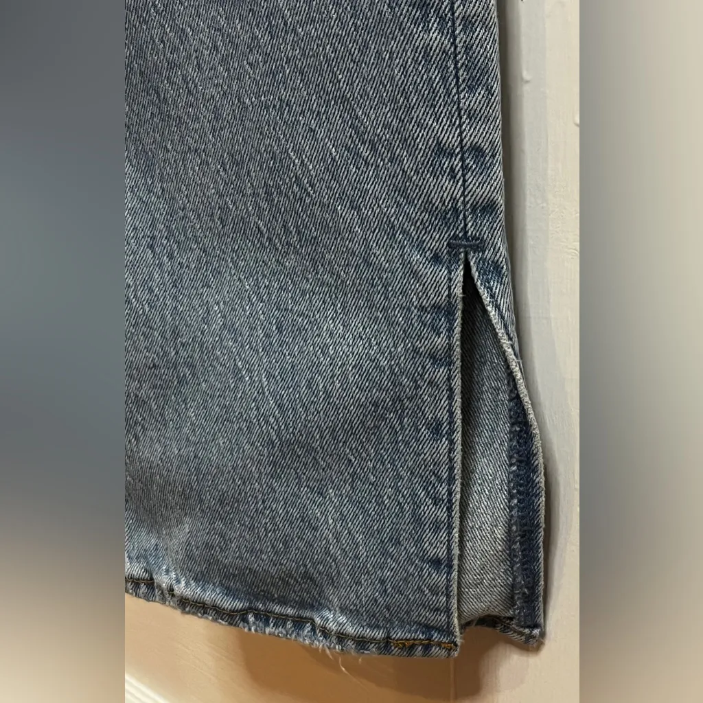 Abercrombie & Fitch 90s straight ultra-high-rise light jeans split hem 27 4 L - Image 3