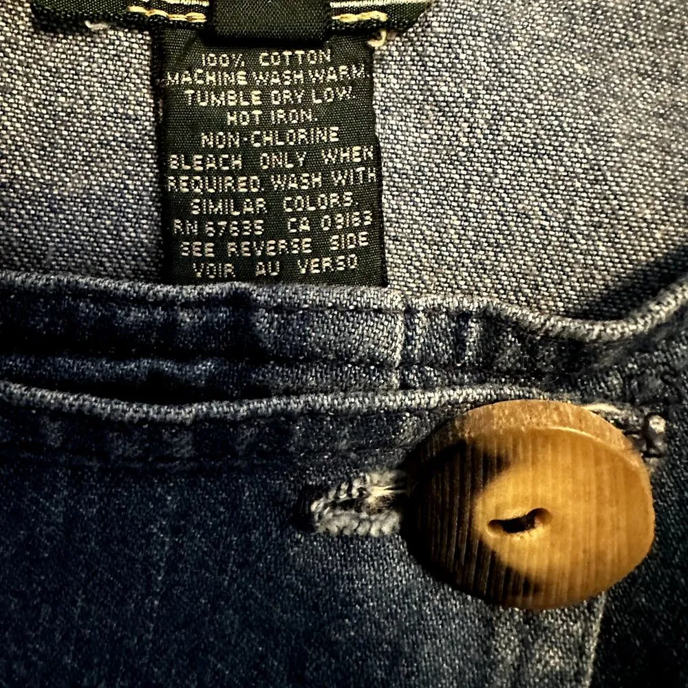 Ralph Lauren Country Denim Skirt 100% Cotton Wrap Single Button Medium Wash M - Image 3