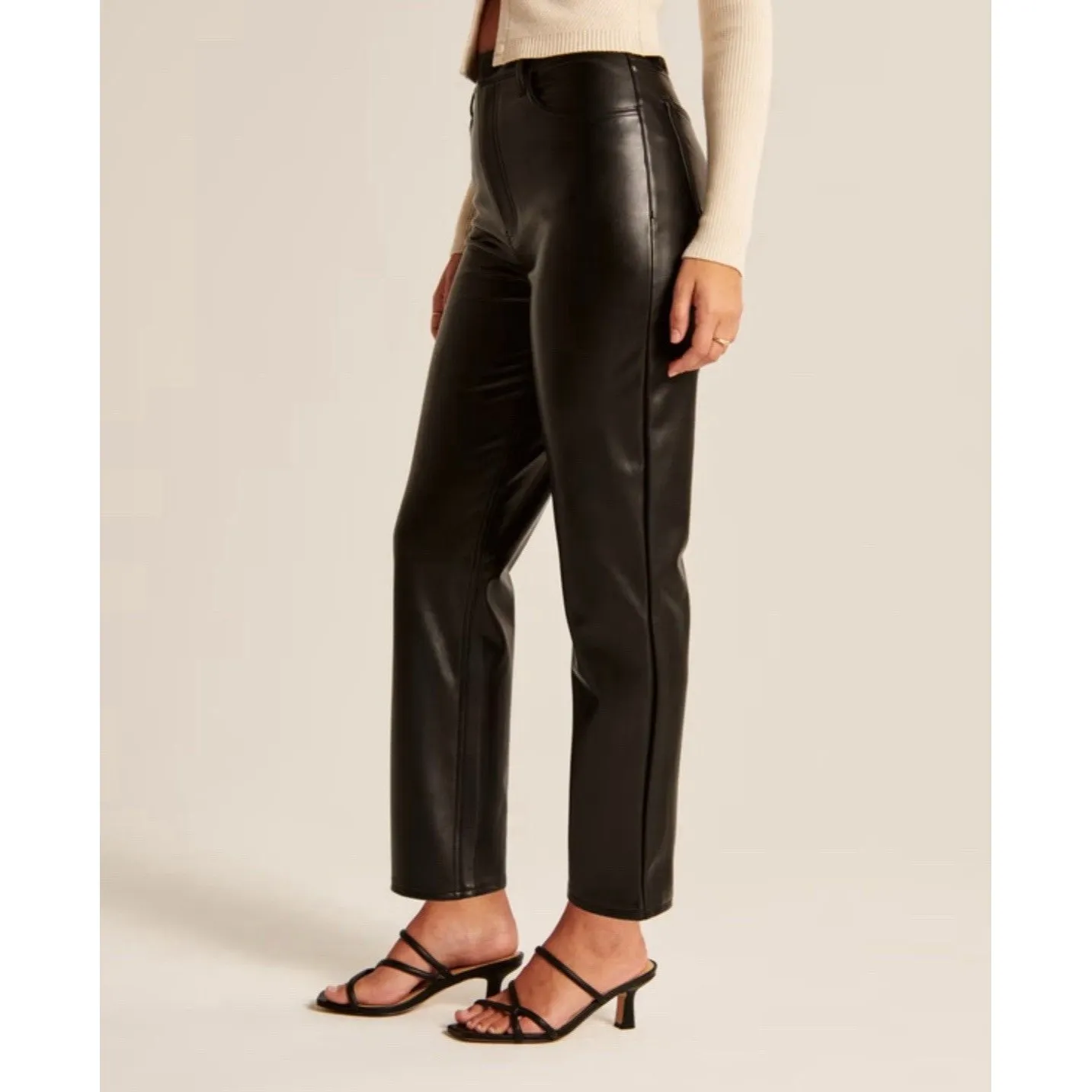 Abercrombie Curve Love Vegan Leather Ultra High Rise Ankle Straight Pants 25 - Image 2