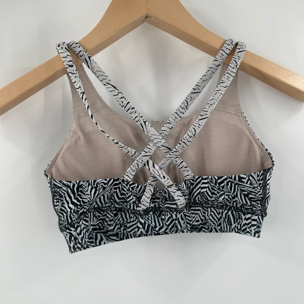 LULULEMON Sports Bra Size 4 Energy Nulux Abstract Zebra Print Sports Gym Yoga - Image 4