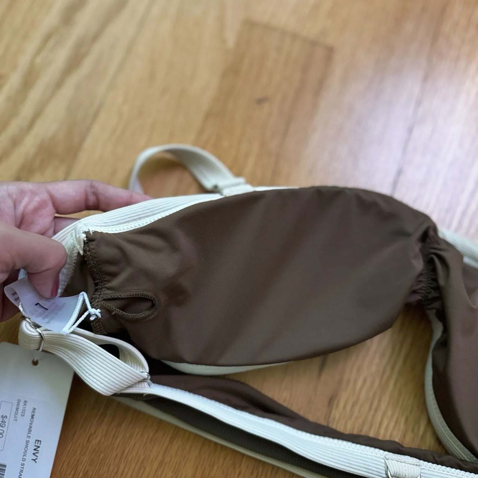 Sundays Brunch Women's Two Piece Swimsuit Wandering In Paris Brown White Sz L Size L - Image 10