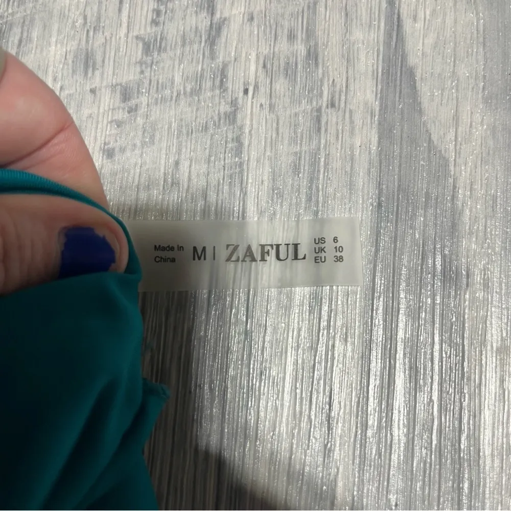 Zaful Teal Green White Floral Swim Suit Bikini Set; Medium - Image 10