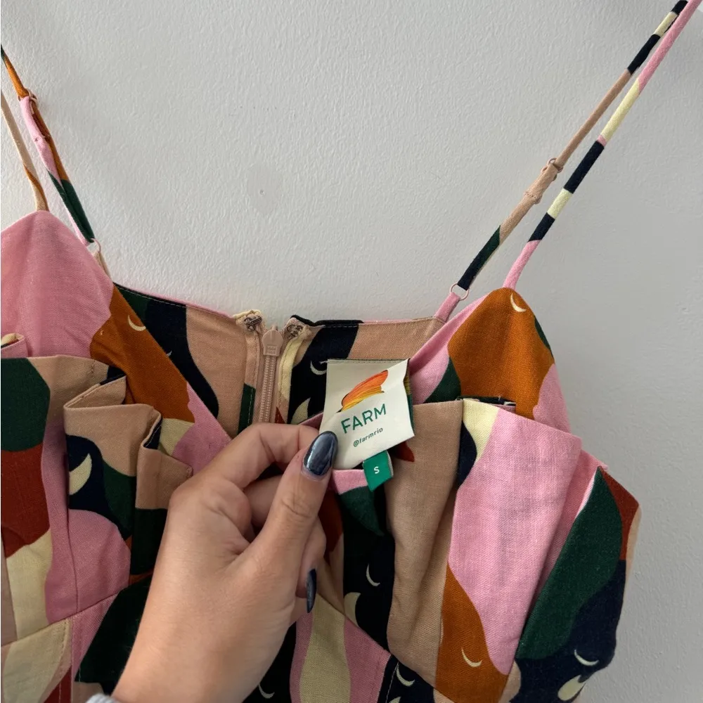 FARM RIO The Kiss Multicolor Sleeveless Midi Dress S - Image 7