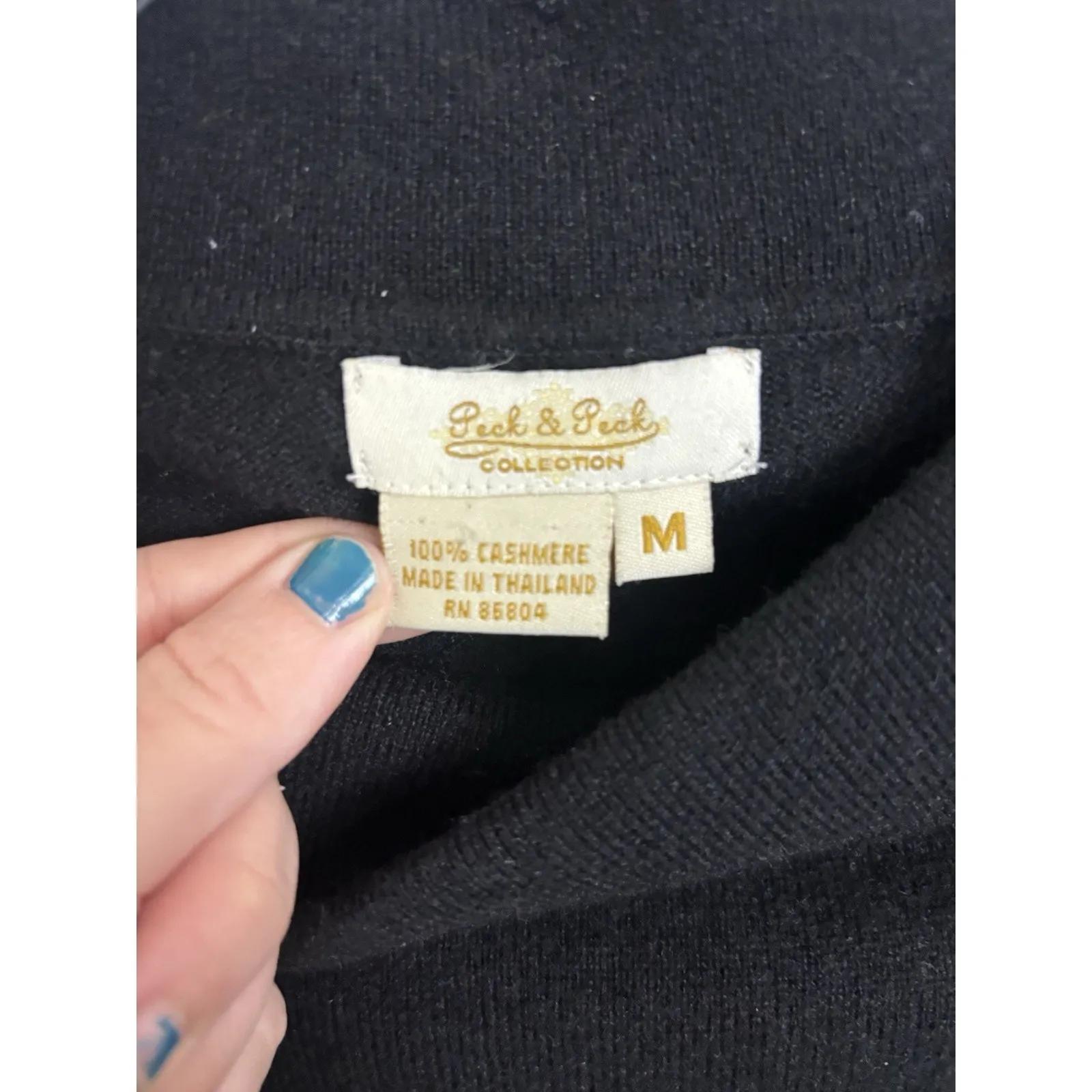 Peck & Peck Black 100% Cashmere Sweater Size Medium Coquette Quiet Luxury - Image 3