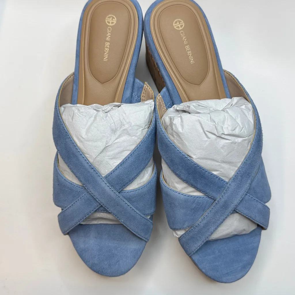 Giani Bernini Women's Juliaa Strappy Cork Platform Wedge Sandals- Blue- Size 7 - Image 10