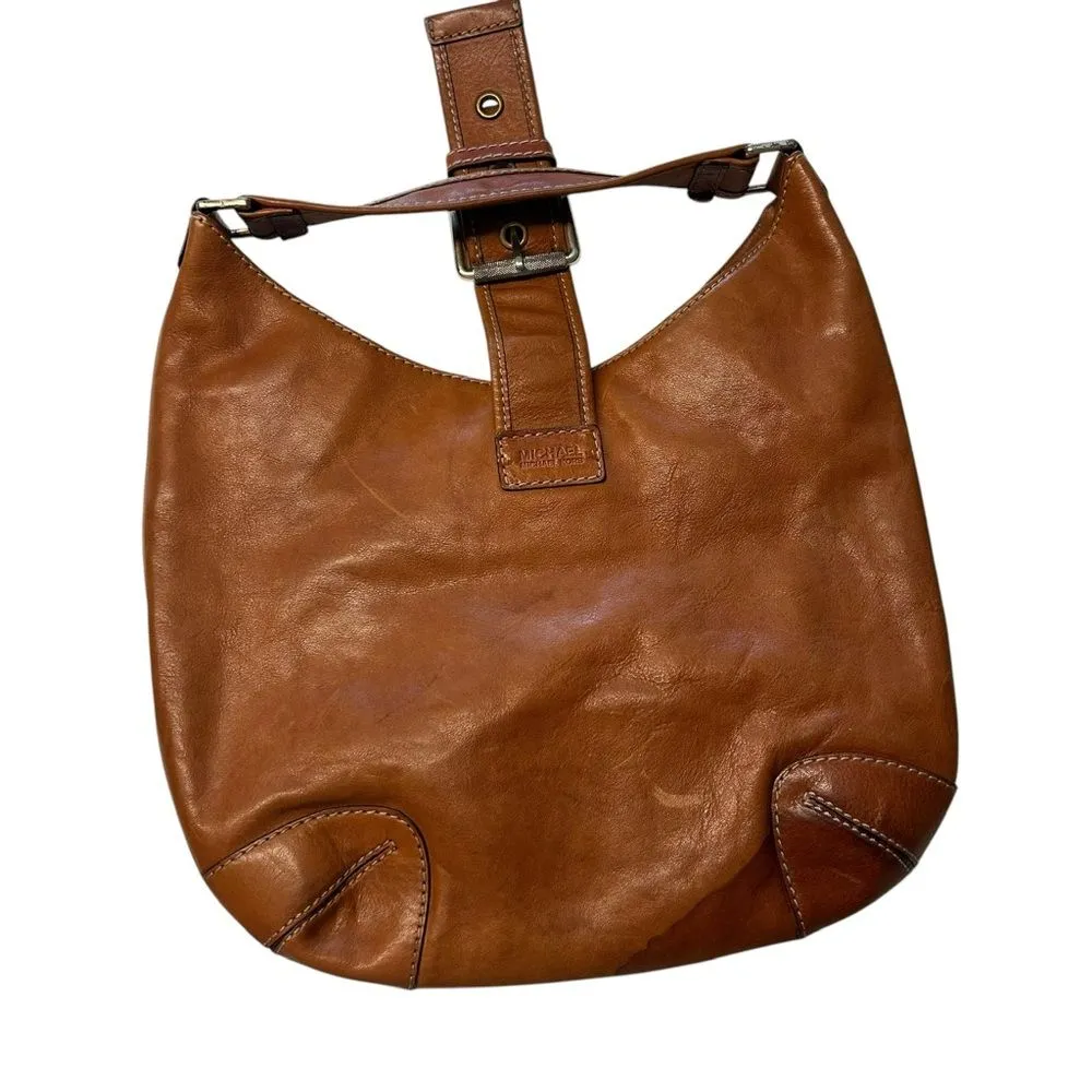 Y2K Michael Kors Buckle Hobo Shoulder Bag Cognac‎ Brown Slouchy Western Country - Image 5