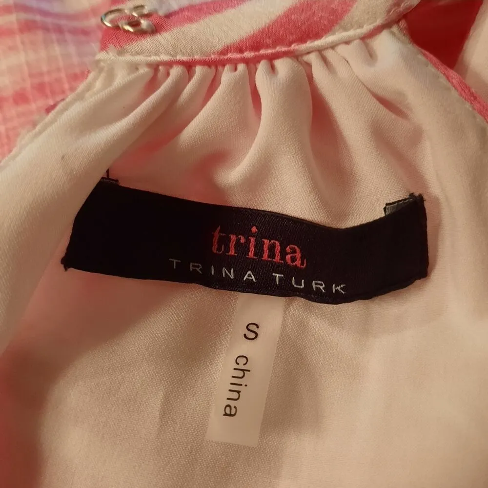 Trina Turk Zuri 2 Dress Women's Small Pink White Stripe Sleeveless Mini - Image 7