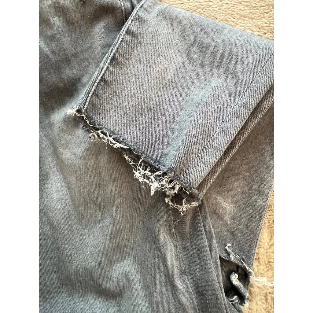 Mother Womens Grey Distressed Skinny Jeans With Raw Hem Denim Pants Size 28 Gray - Image 13