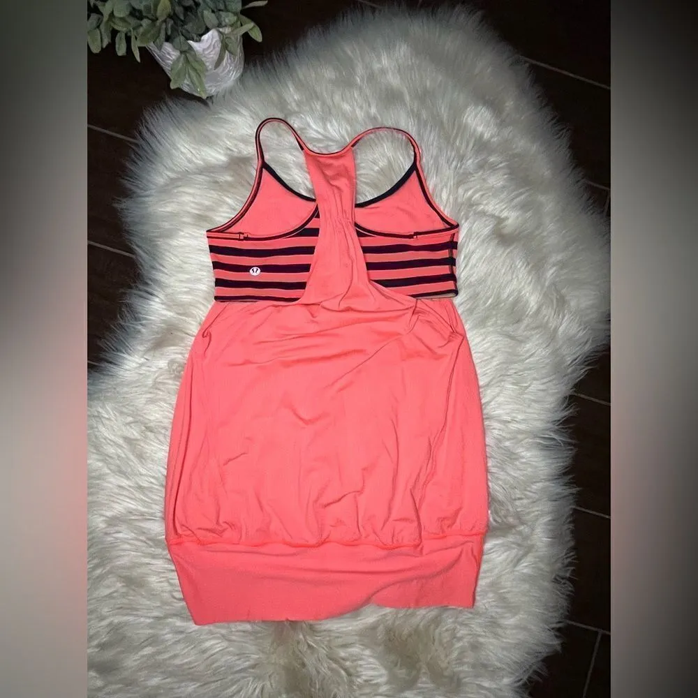 Lululemon No Limits coral/navy stripes attached bra tank top sz 6 - Image 7