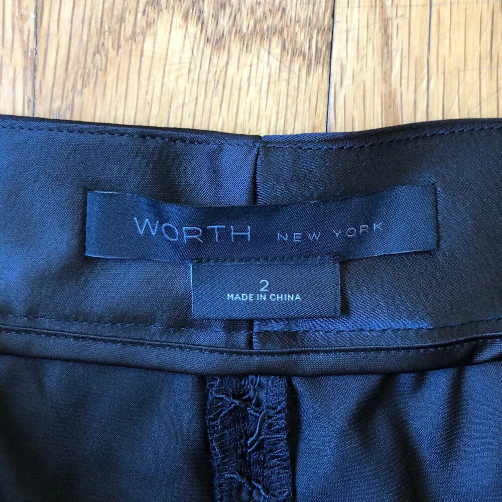 Worth New York EUC Women's Black Corded Lace Dakota Pant Size 2 - Image 2