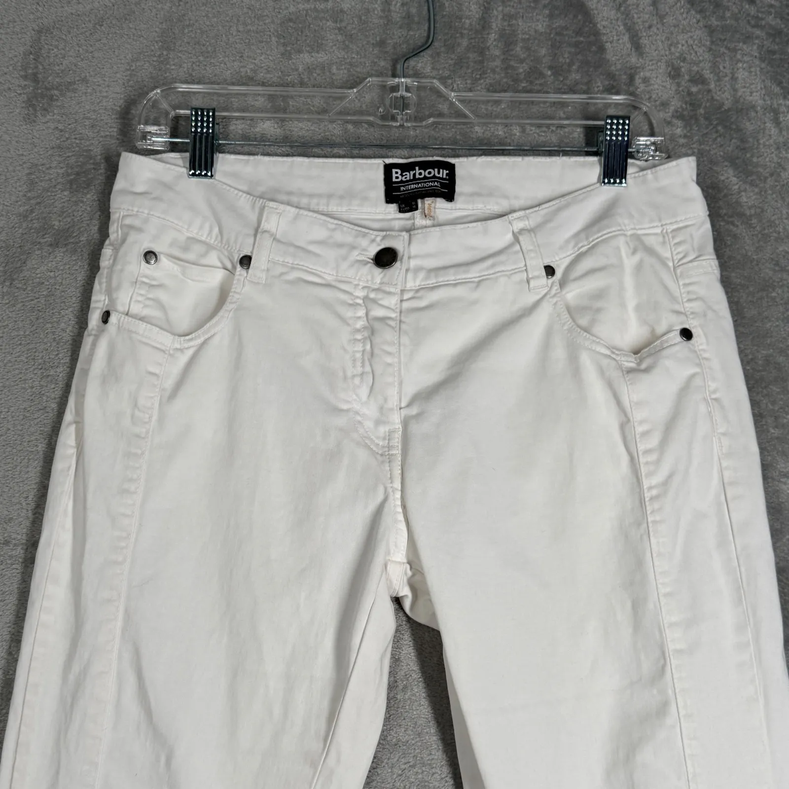 Barbour International White Vision Jeans Skinny Fit Motorcycle Style Size 12 - Image 4
