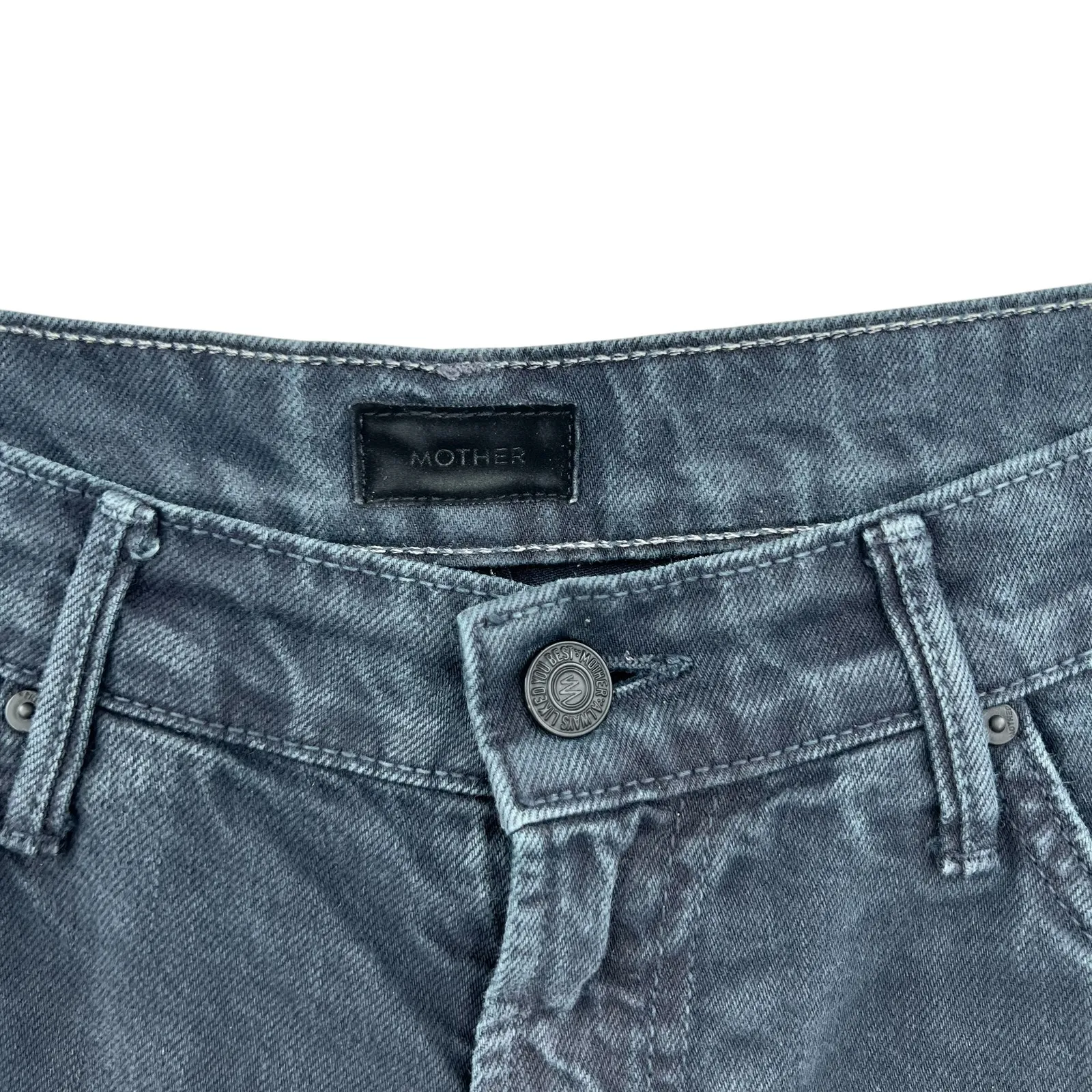 Mother The Dropout Jeans Ankle Crop Straight Boyfriend‎ Black Wash Denim Size 27 - Image 7